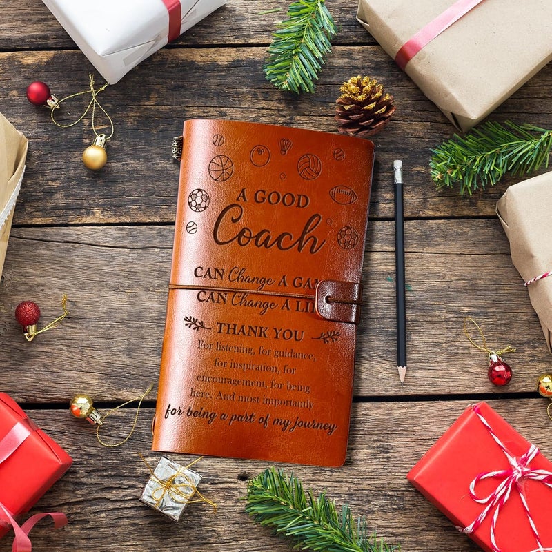 PRSTENLY Coach Gifts Leather Journal, 140 Page Refillable Notebooks Basketball Soccer Football Baseball Softball Coaches Gifts, Thank You Appreciation Christmas Birthday Gifts for Coach Women Men - Image 5